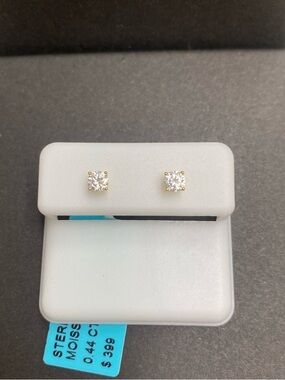 Dainty Moissanite Stud Earrings Gold Over Silver